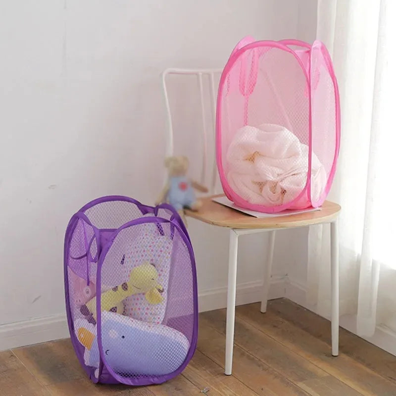 Cesta de lavandería de malla, cesta de almacenamiento pequeña y plegable para sala de estar, dormitorio, cambio de ropa, portátil, para viajes de negocios