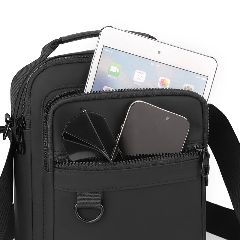 Bolso Bandolera de Lona de Alta Calidad para Hombre, Deportivo, Multibolsillos, con Compartimento para Teléfono, Casual de Negocios, Pequeño, con Cierre