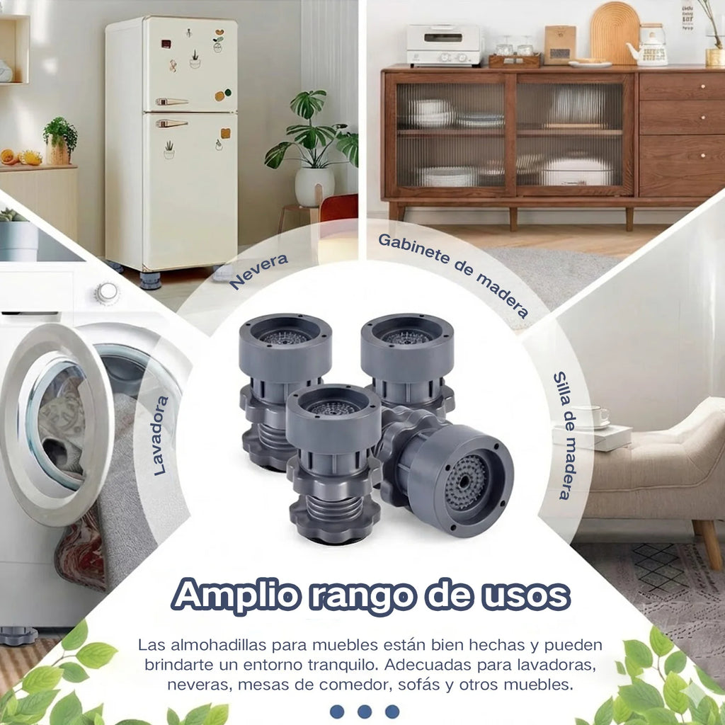 Base Antivibración para Lavadora, Almohadillas Antideslizantes y Amortiguadoras, Soporte Universal Elevador para Lavadora, Refrigerador, Reducción de Ruido y Humedad