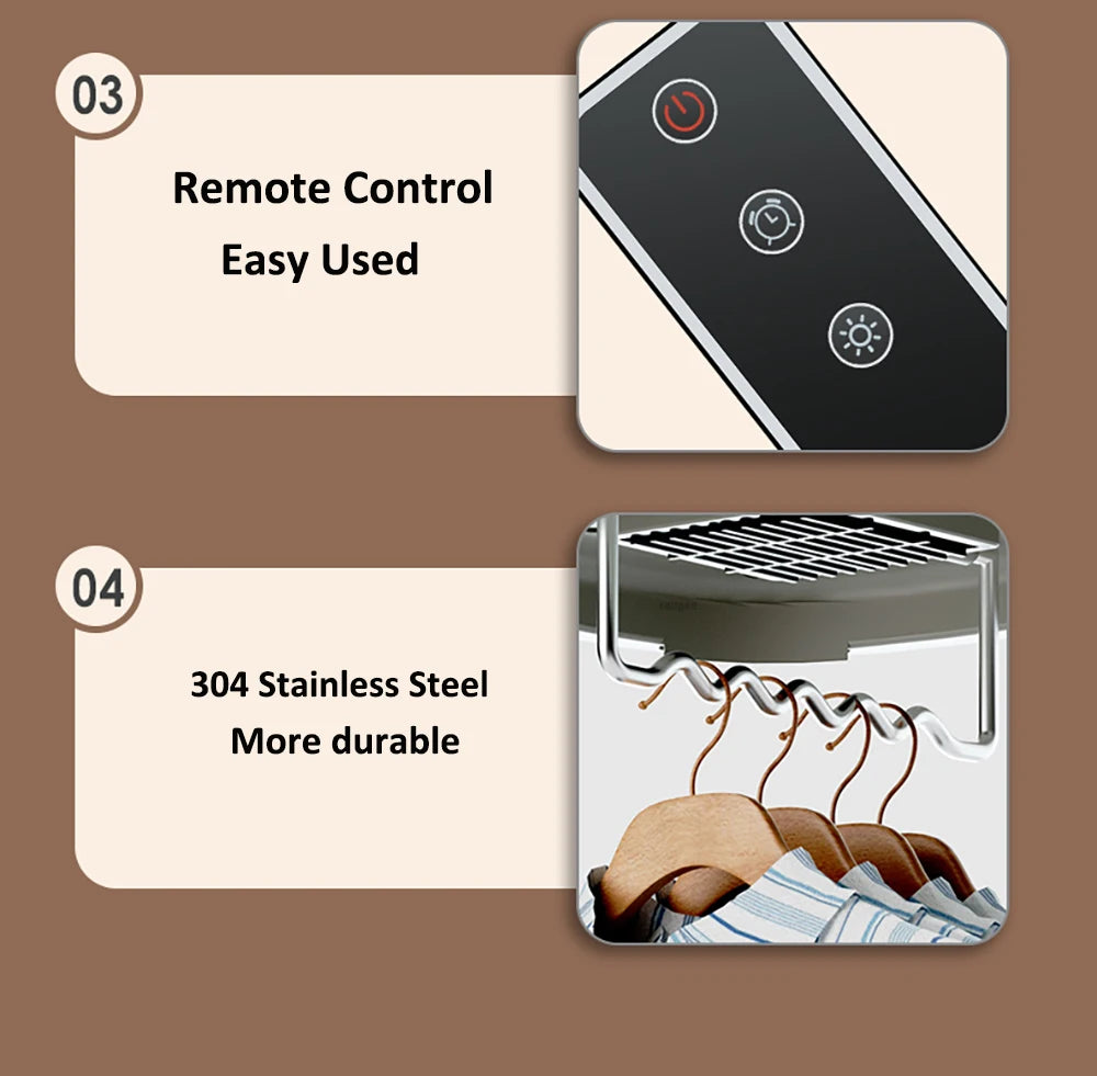 Secador de ropa portátil Secador de ropa eléctrico Esterilización UV Secador de ropa Secador de ropa portátil plegable con control remoto
