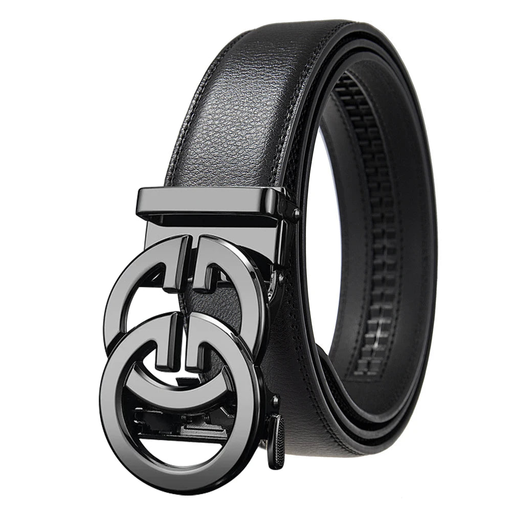 Cinturón de marca de lujo para hombre, cinturón de cuero genuino de alta calidad, cinturón automático para hombre, cinturón informal de negocios para hombre
