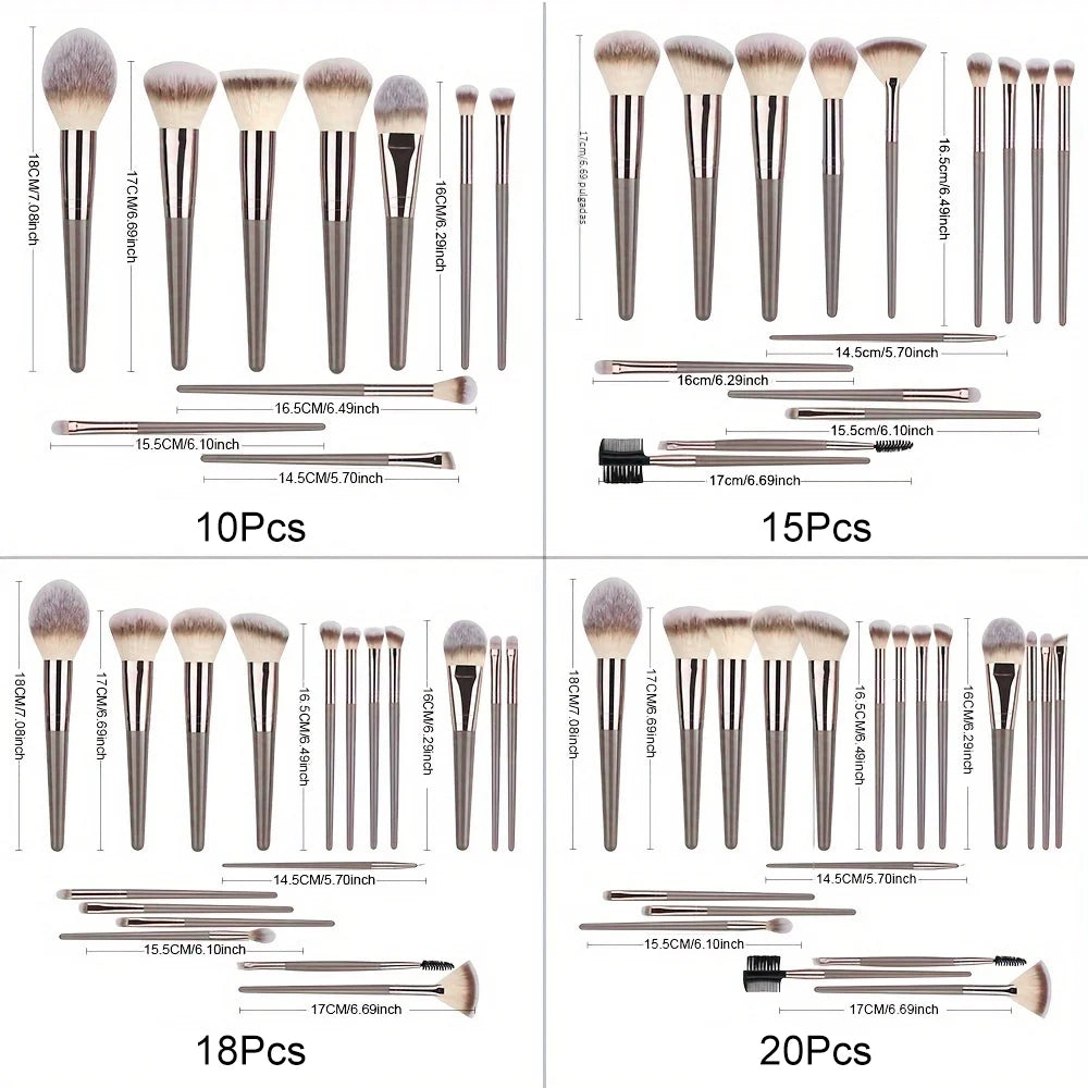 Juego de brochas de maquillaje marrones, herramienta de maquillaje suave portátil, base sintética Premium, correctores, sombras de ojos, maquillaje diario, 1-32 Uds.