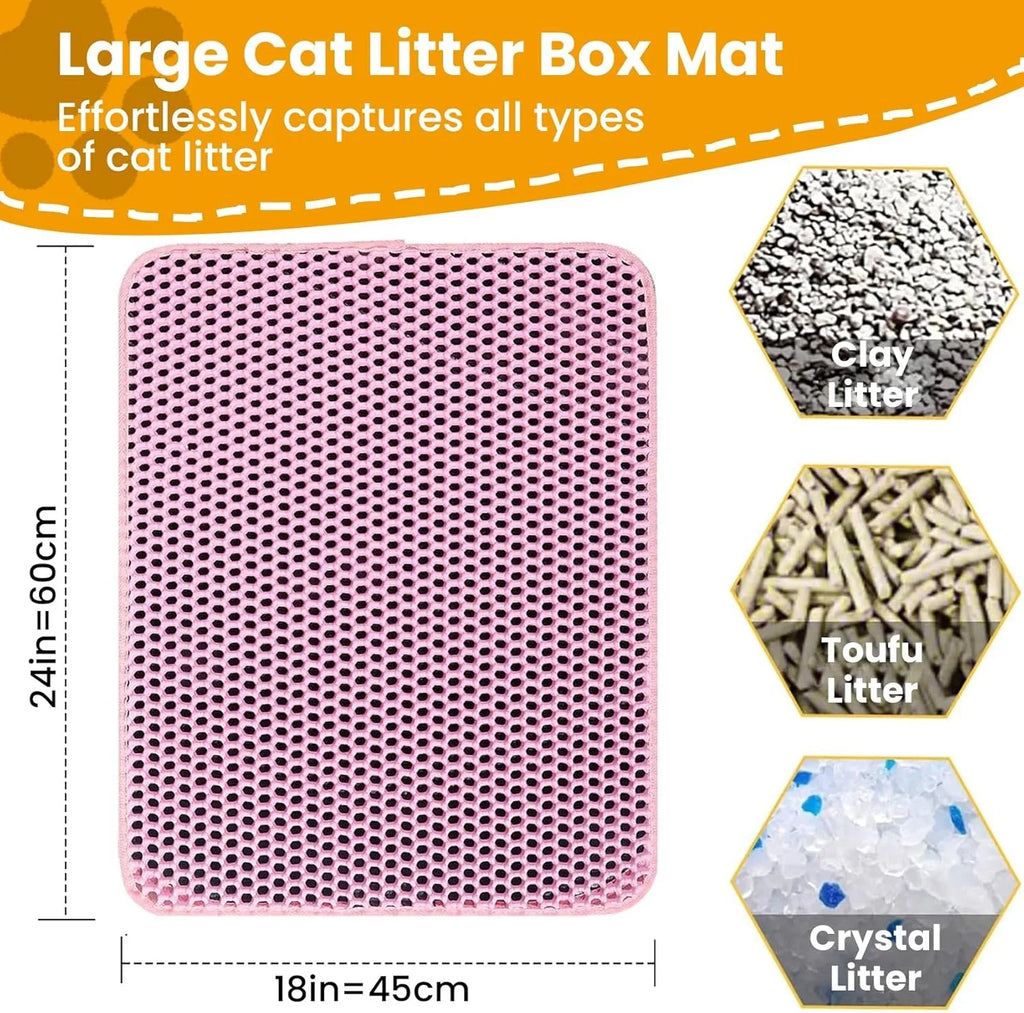 Estera de arena para gatos, doble capa, antideslizante, caja de arena para mascotas grande, estera con filtro, resistente al desgaste, impermeable, antideslizante