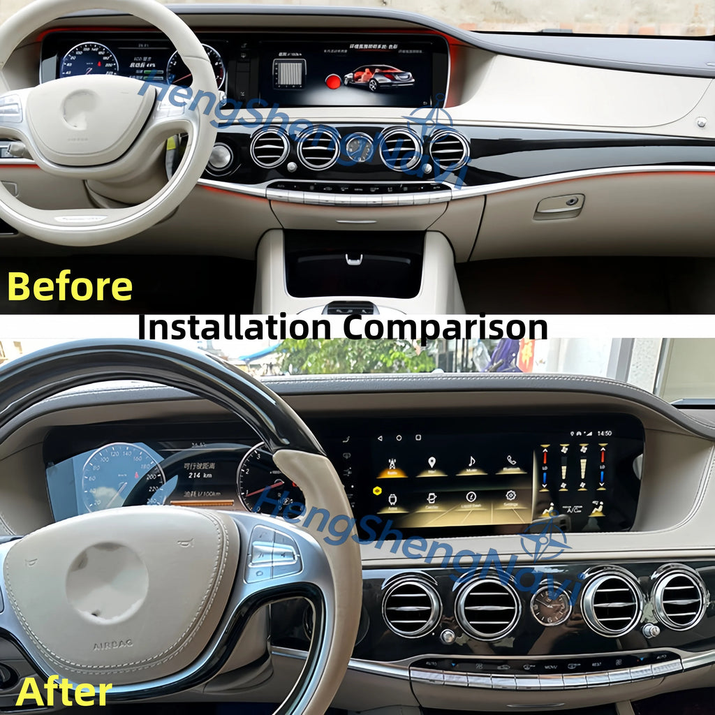 Radio para Auto Android Auto + Pantalla Digital Dual de 24.6 Pulgadas para Mercedes Benz Clase S W222 2014-2020 Reproductor Multimedia Estéreo Carplay