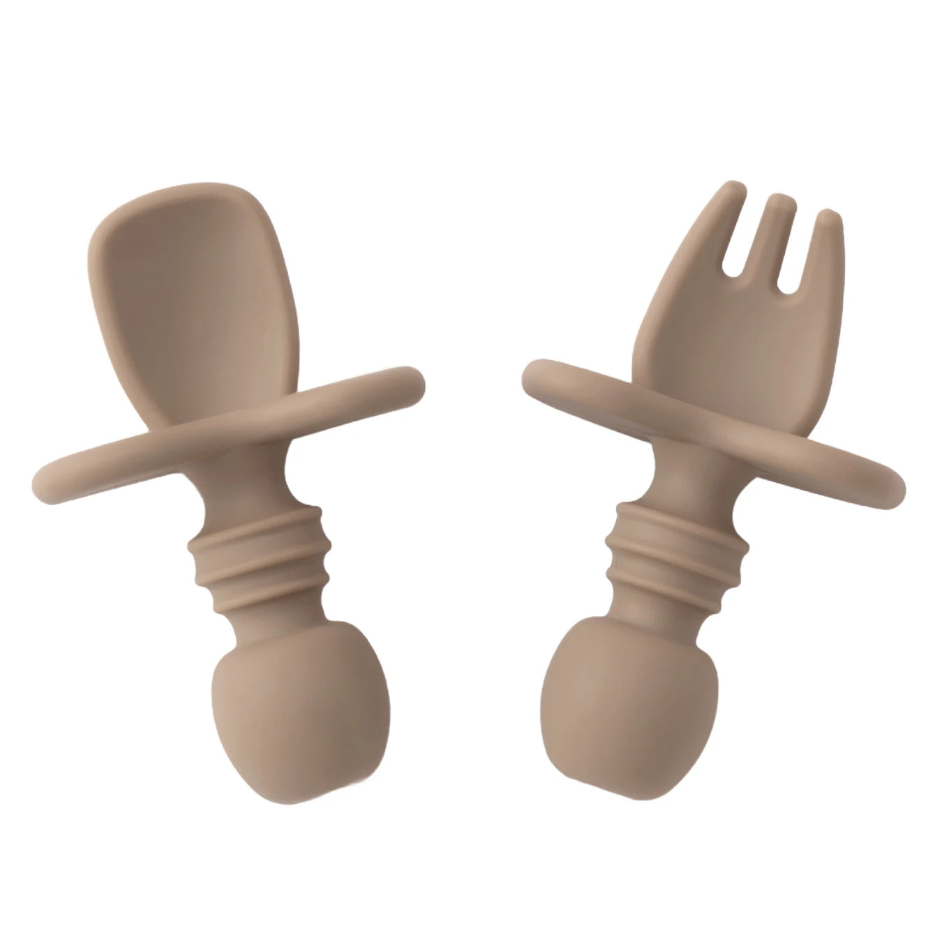 Color niños 2 uds juego de vajilla de silicona para bebé tenedor suave cuchara sin BPA Mini utensilios de alimentación portátiles Spork entrenamiento tenedor cuchara