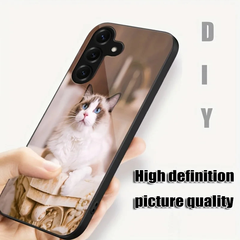 Funda Personalizada para Samsung Galaxy S20 S21 S22 S23 S24 S25 S26 FE Plus Ultra Edge 5G, Funda de Lujo con Espejo de Cristal Negro
