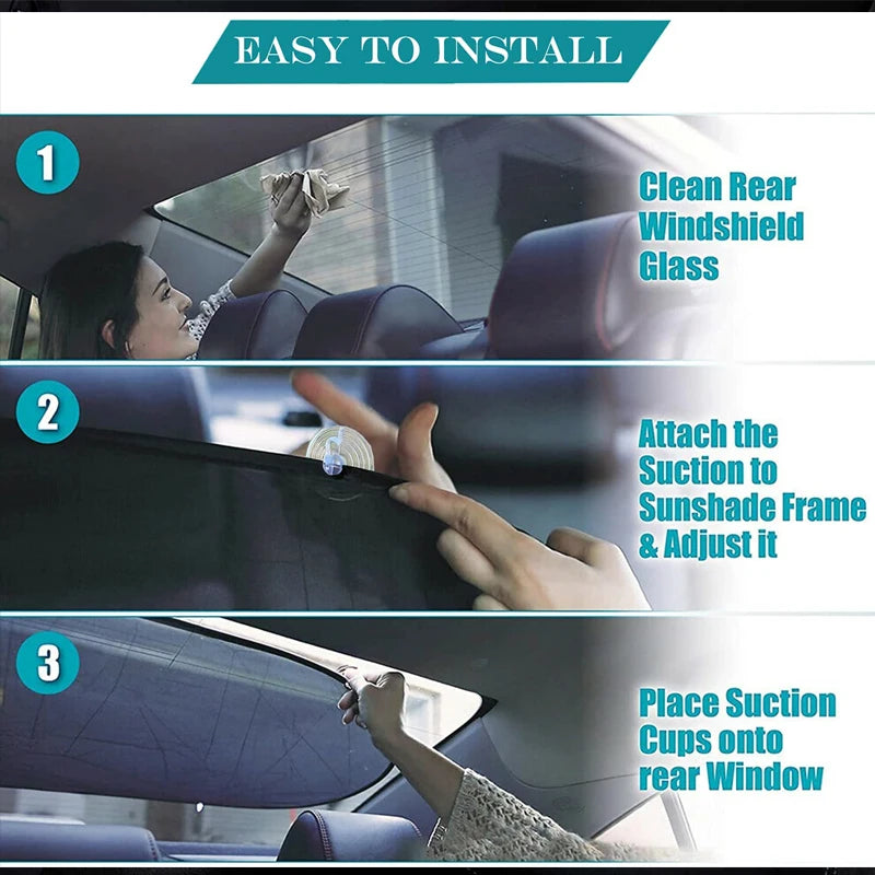 Parasol para coche protección UV plegable parasol para ventana trasera de coche 100x50cm visera de ventana trasera de malla Universal con ventosas