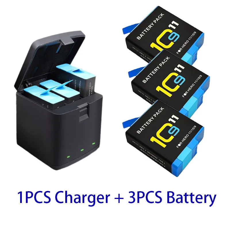 Batería de 2000mAh para GoPro Hero 11 10 9, paquete de batería de iones de litio, almacenamiento de batería de cámara de movimiento para baterías recargables GoPro Hero9