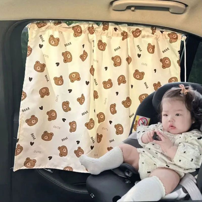 Cortina con ventosa en la ventana del coche, cubierta parasol con dibujos animados, parasol Universal para ventana lateral, protección UV para chico, bebé y niño