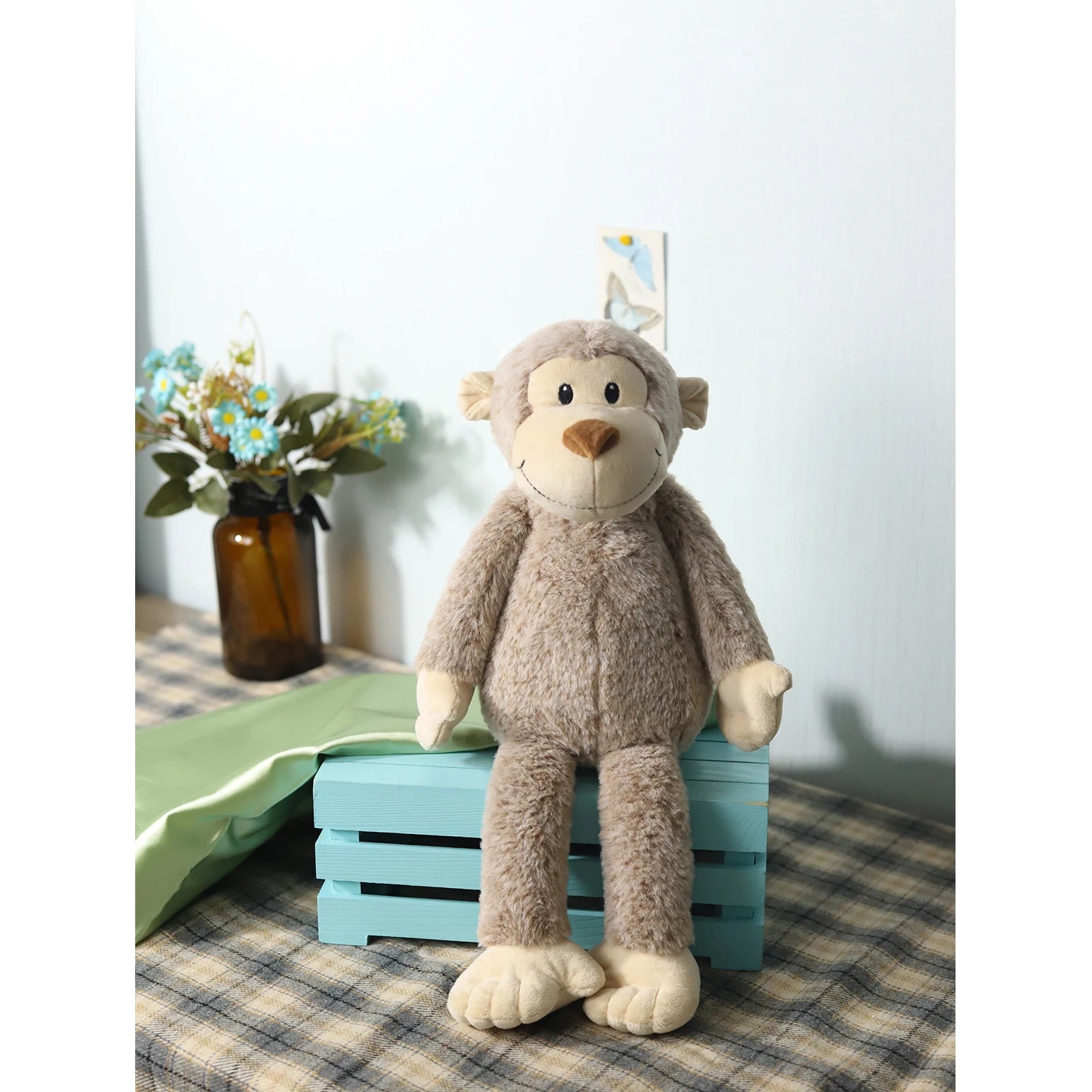 Bashful-muñeco de peluche de mono, Animal de peluche suave clásico, muñeca cómoda para bebé, bonito mono marrón, regalo para niños recién nacidos