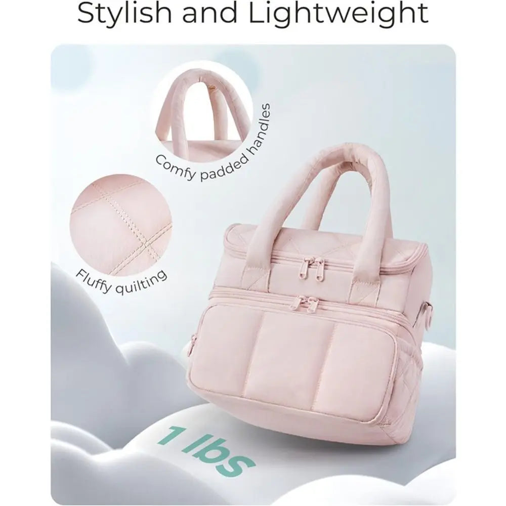 Bolsa de almuerzo duradera de gran capacidad, fiambrera aislante impermeable, bolsa acolchada multifuncional de doble cubierta para oficina