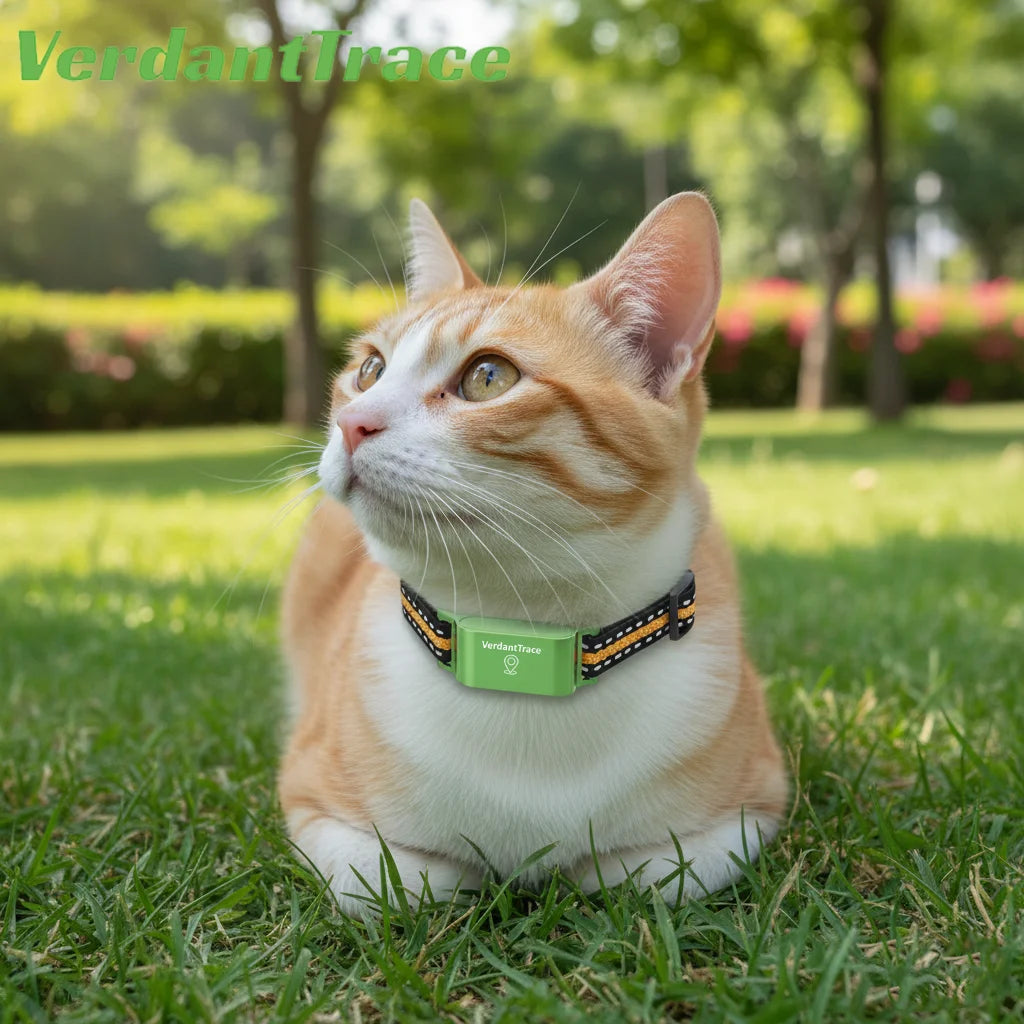 Rastreador de Mascotas VerdantTrace para Teléfonos Android e iOS, GPS 4G, Collar con Rastreador para Gatos y Perros, Rastreo en Tiempo Real, Localizador Antipérdida, Sin Suscripción