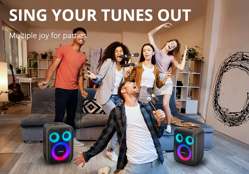 Tronsmart bocina bluetooth Halo 200 altavoz bluetooth potente Altavoz de fiesta potente Bluetooth con 120 W, sistema de sonido de 3 vías, entrada de micrófono y guitarra con cable, control de aplicaciones