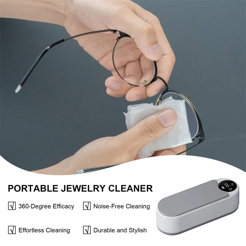 Máquina de limpieza doméstica portátil, limpiador ultrasónico de cápsulas limpias de 450ml, máquina limpiadora de joyas para anillos, gafas, brochas de maquillaje