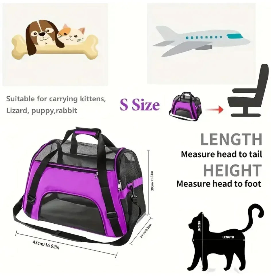 Bolsas de transporte para gatos, bolsa de transporte portátil para perros, bolsas de transporte transpirables de malla para perros pequeños, bolso plegable para gatos, bolsa de viaje para mascotas, bolsa de transporte