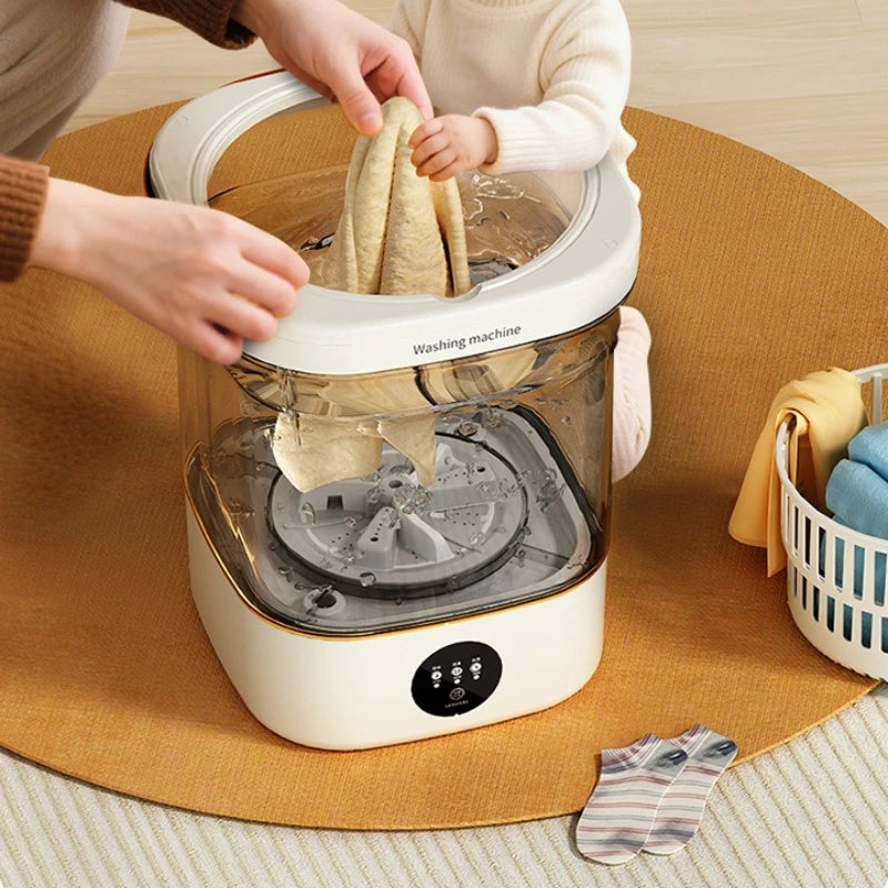 Mini Lavadora Eléctrica de 12L para el Hogar, Dormitorio Estudiantil, Limpiadora de Ropa Interior, Lavadora de Calcetines, Deshidratadora para Personas con Poco Tiempo