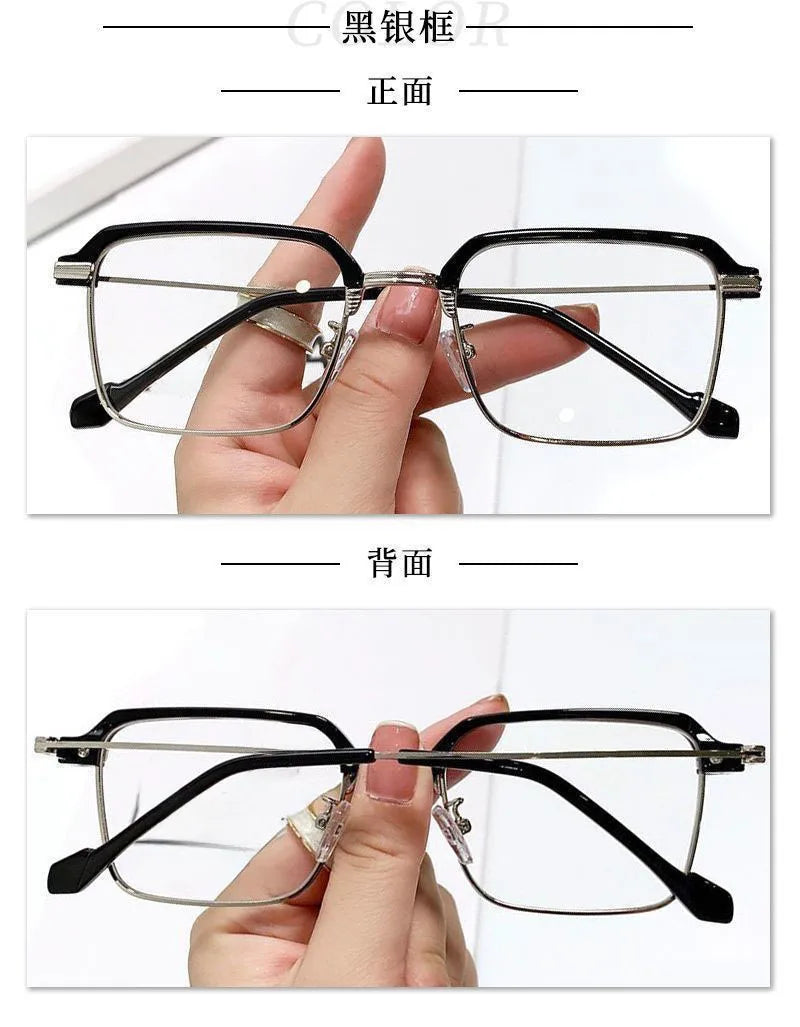 Gafas de lectura cuadradas a la moda para hombres y mujeres, gafas para presbicia con marco de Metal antiluz azul, gafas antifatiga para ordenador de 0 a + 4,0