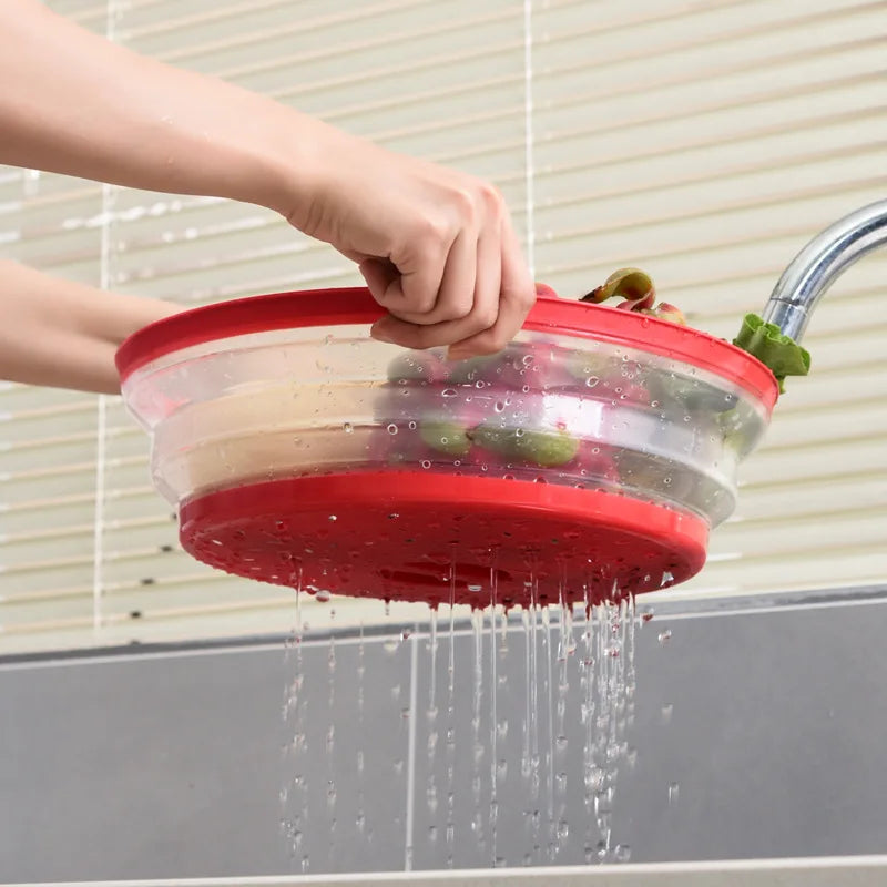 Protector Antisalpicaduras Plegable para Microondas, Apto para Lavavajillas, con Asa de Fácil Agarre, Filtro Ventilado para Alimentos, Herramienta de Cocina para Preparación de Comidas