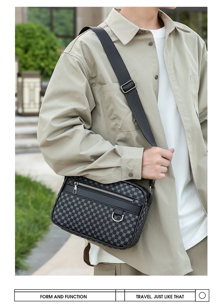 Bolso de hombro con estampado de moda para hombre, bandolera de mensajero de piel sintética, bolso de estilo Vintage para hombre, bolso de hombro, regalo para hombre