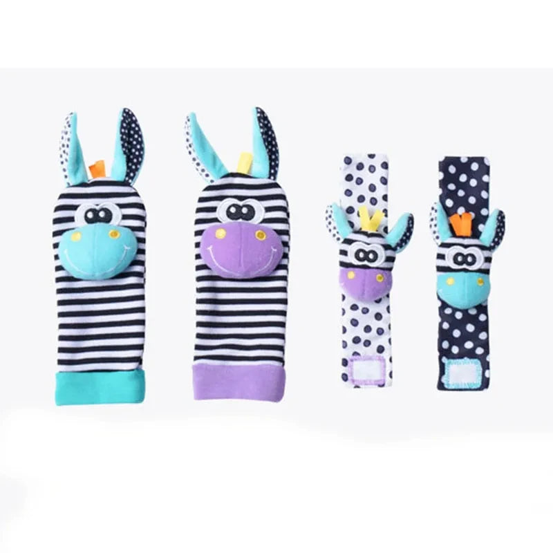 Sonajeros de muñeca para bebé, calcetines de animales para recién nacidos, buscador de pies, correa para la muñeca, calcetines para bebé, juguetes sensoriales, juguetes para bebé de 0 a 12 meses, regalo
