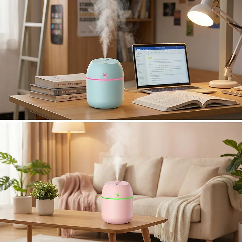Humidificador de aire de 220ML, difusor de aroma de niebla fría, luz LED nocturna, protección contra apagado, Humidificador USB para el hogar y la Oficina