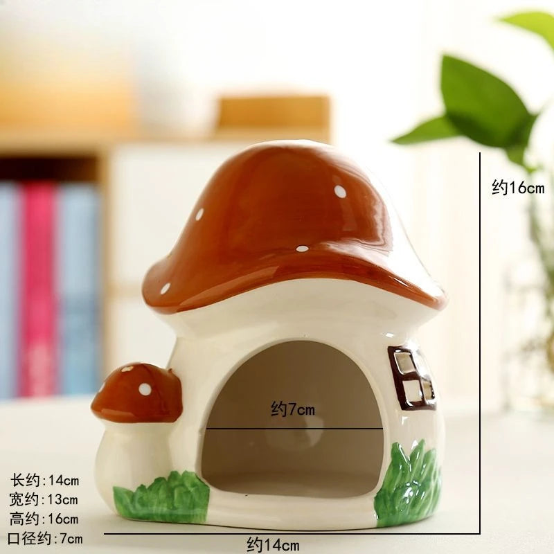 Nido de cerámica para hámster, casa de setas de cerámica para todas las estaciones, bolsa de miel de oso dorado, planeador, palacio de erizo, casa de Escape de peces pequeños