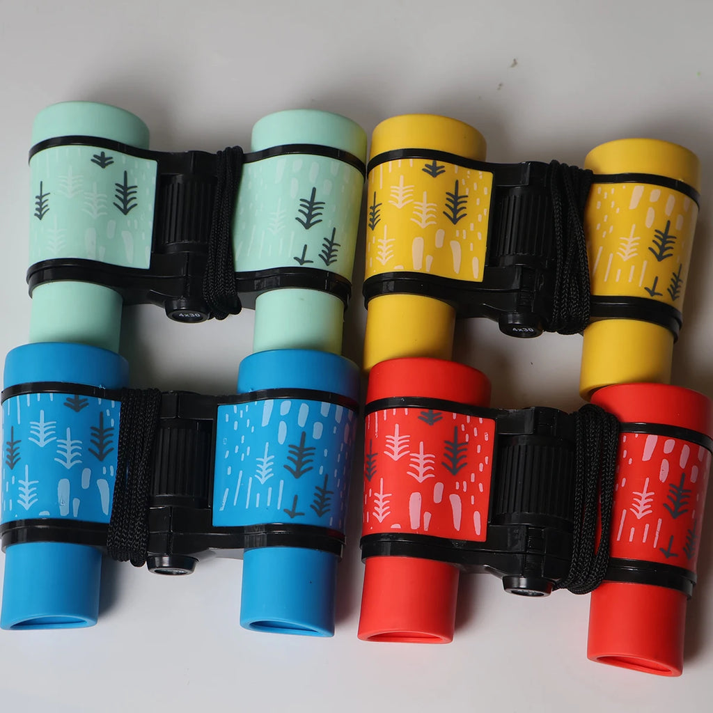 Binoculares 4x30 de plástico para niños, coloridos y ligeros, estilo contemporáneo, ocular compacto óptico