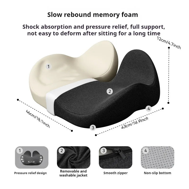 Cojín de asiento ergonómico de espuma viscoelástica gruesa para sillas de oficina: almohadilla para silla resistente con funda extraíble, ideal para la parte inferior de la espalda