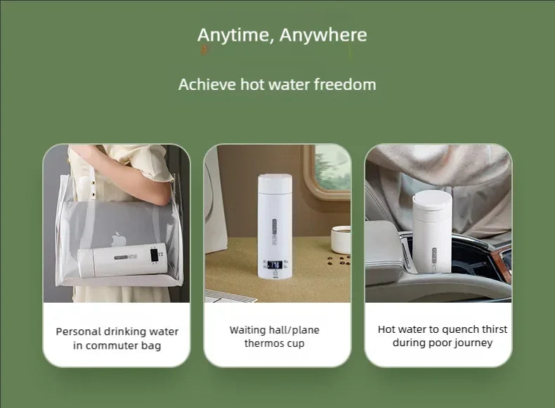 JFBONIN-hervidores eléctricos portátiles para té y café, hervidor de agua para hervir, taza térmica, botella de agua antiescaldaduras, menú en inglés