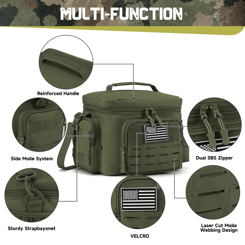 Fiambrera táctica para hombres, bolsa de almuerzo resistente al aire libre, bolsa térmica duradera con aislamiento a prueba de fugas para trabajo, comida, Camping, Picnic
