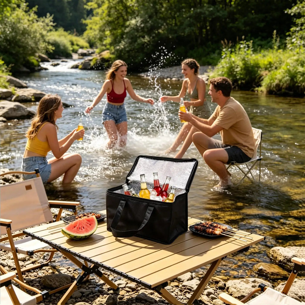 Bolsa Térmica Portátil Aislada de Aluminio Plegable para Mantener Alimentos y Bebidas Fríos para Camping, Picnic, Playa, Viajes y Actividades al Aire Libre