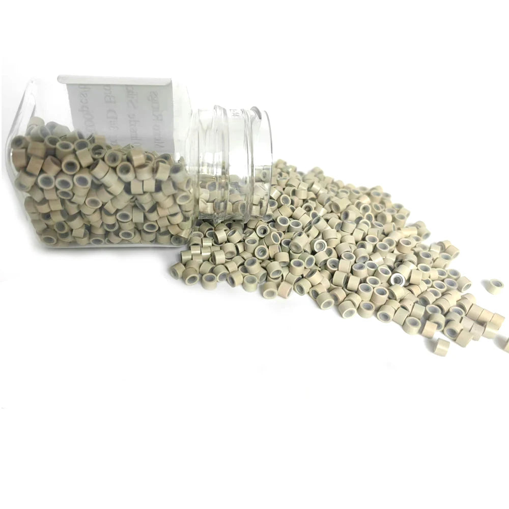 1000 Uds. Micro anillos de 4mm para extensiones de cabello microeslabones para cabello forrado de silicona extensión de cabello accesorios de herramientas de cuentas