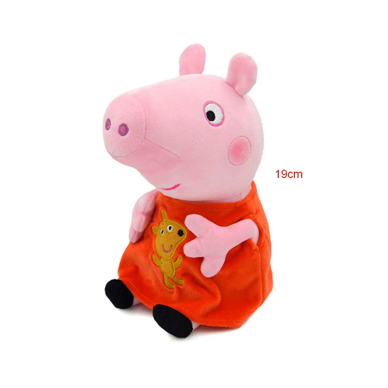 Peppa Pig-muñeco de peluche de Peppa Pig para niños, juguete de alta calidad de 19CM, oso de peluche de dinosaurio, figura de Anime suave, regalos de cumpleaños para niños