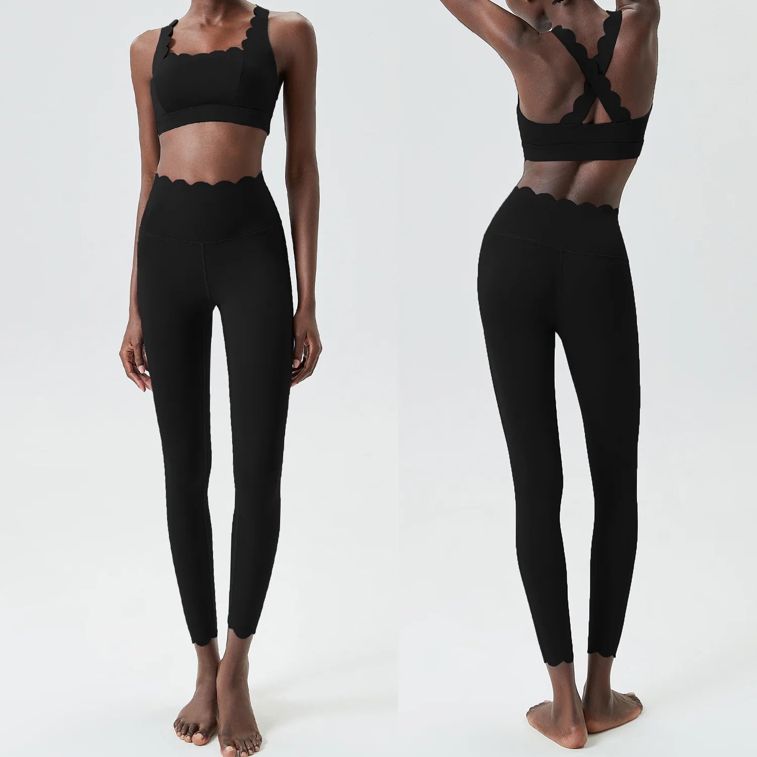 Traje de gimnasio de Color sólido para mujer, conjunto de dos piezas para Fitness y Yoga, ropa deportiva ajustada para correr, ropa de entrenamiento transpirable