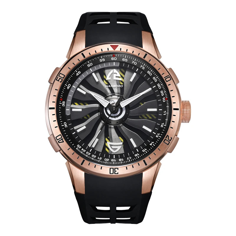 Reloj mecánico con volante ahuecado de HANBOROMen, reloj impermeable luminoso personalizado completamente automático