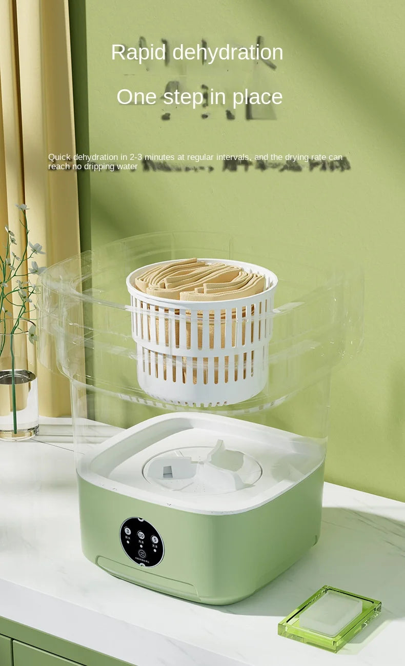 Lavadora plegable portátil de gran capacidad, cubo secador giratorio para ropa, ropa interior de viaje, calcetines, Mini lavadora, 6L/11L