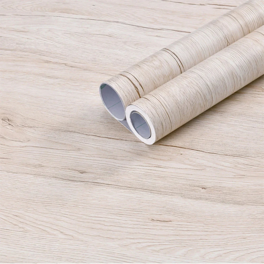 Rollo de papel tapiz adhesivo con 5 metros, pegatina impermeable de grano de madera, armario, puerta de escritorio, pegatinas de renovación de muebles