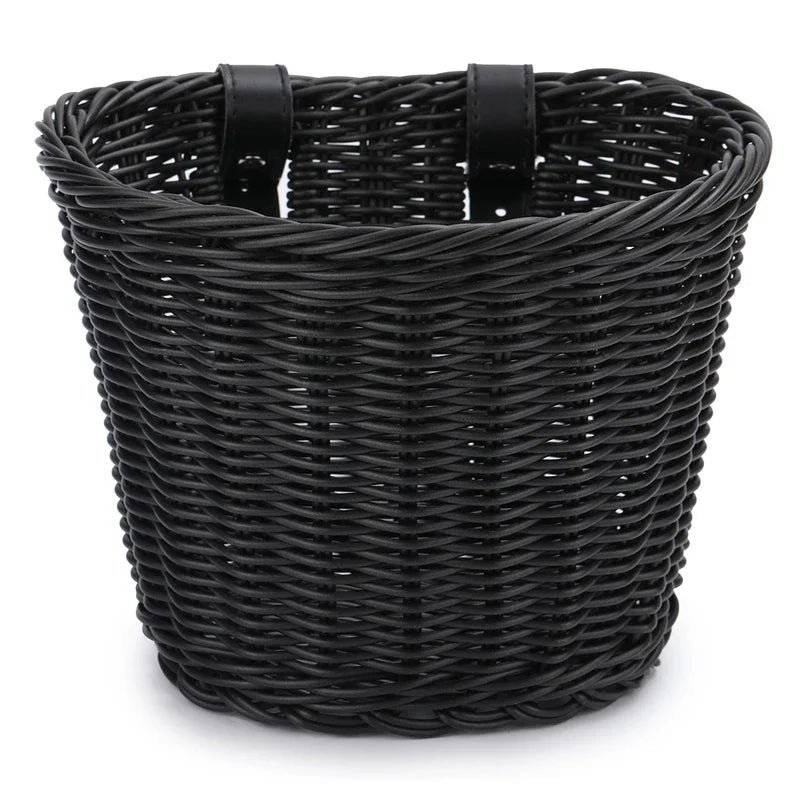 Cesta de bicicleta con manillar frontal, cesta de bicicleta tradicional multifunción, cesta de bicicleta tejida a mano impermeable para niños