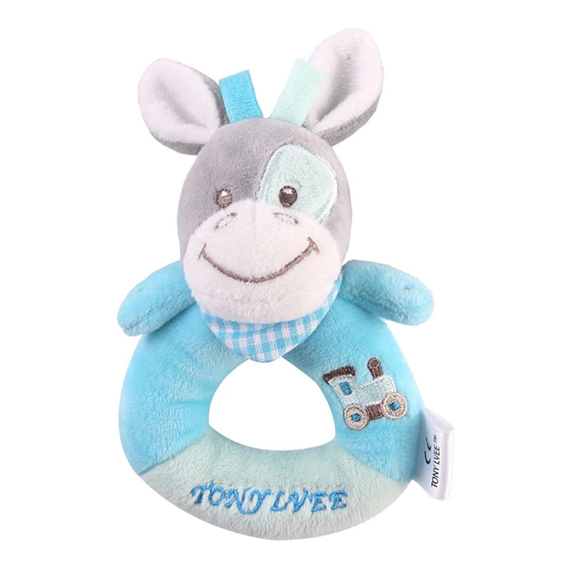 Sonajero de elefante de peluche para bebé, juguete educativo de dibujos animados para recién nacido de 0 a 24 meses, mordedor de campana de anillo de mano de oso