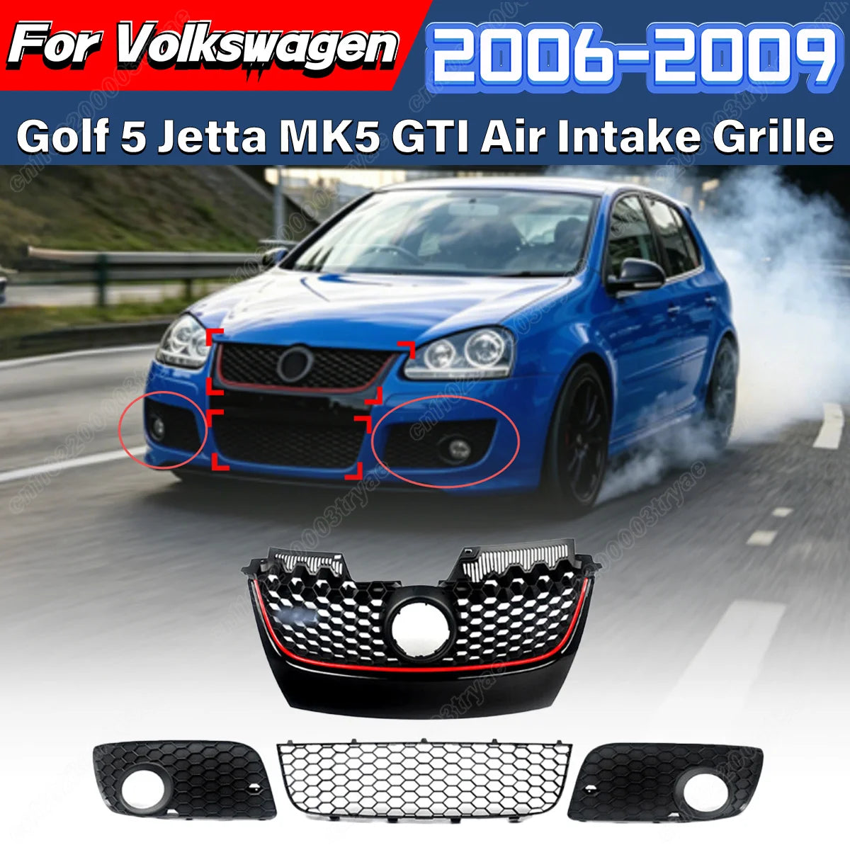 Para Volkswagen Golf MK5 Jetta GLI GTI 2006 2007 2008 2009 4 Uds parachoques delantero inferior Honeycomb malla rejilla modificación cuerpo Kit