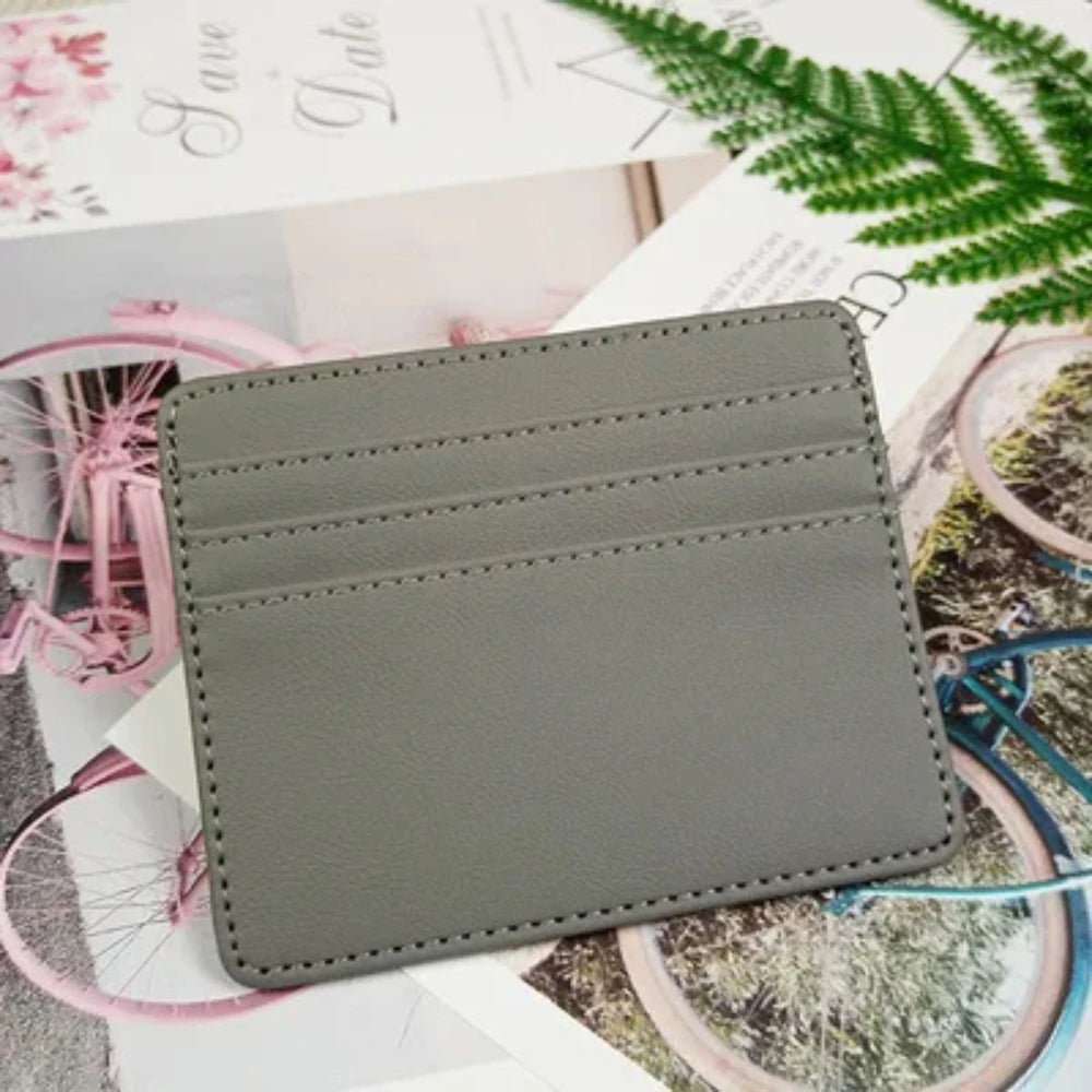 Mini billetera de cuero ultrafina, tarjetero bancario delgado, funda de identificación pequeña de negocios para hombre, monedero para mujer, tarjetero con 4 ranuras