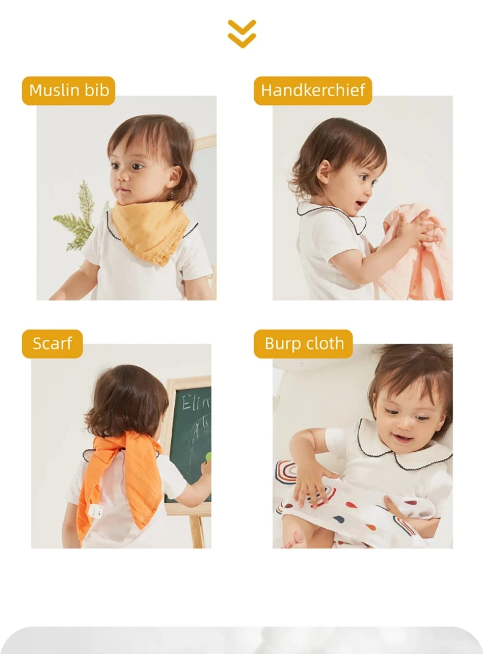 Elinfant - Juego de 5 mantas de muselina de 60x60 cm, baberos suaves para bebé, bufanda cómoda para bebé, paño para eructar 100% algodón/bambú