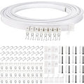 Juego de Rieles para Cortinas de Techo, 5m, Montaje Superior, Riel Flexible para Ventanas, Apto para Cortinas Rectas y Curvas, Decoración del Hogar