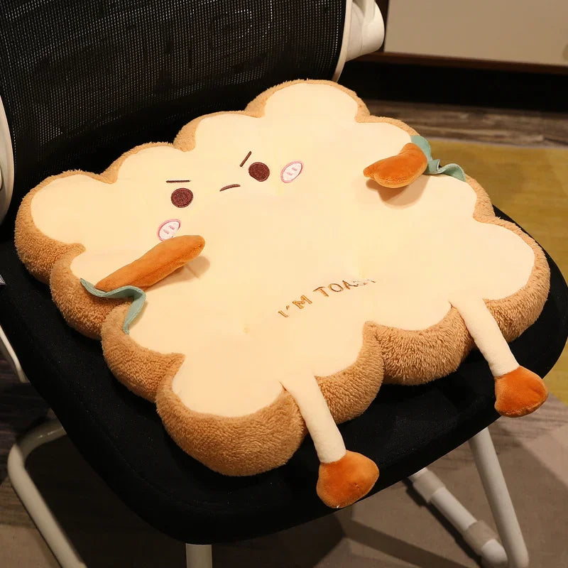 Cómoda cojín para asiento y respaldo con forma de tostada de dibujos animados – Almohada antifatiga lavable para el hogar/oficina/coche (regalo perfecto para Navidad)