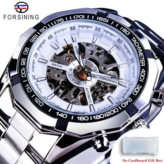 Forsining-Reloj de acero inoxidable 2021 para hombre, accesorio masculino de pulsera resistente al agua con esqueleto, de marca superior de lujo, transparente, deportivo