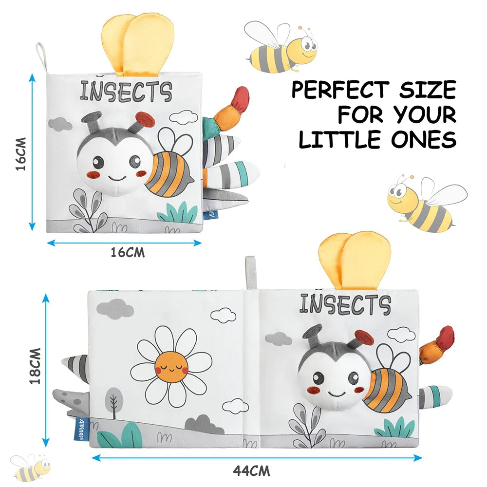 Libros suaves para bebés, juguetes 3D con tacto y sensación de tela arrugada, libros para bebés, niños, tacto y sensación arrugada, regalos para niños pequeños