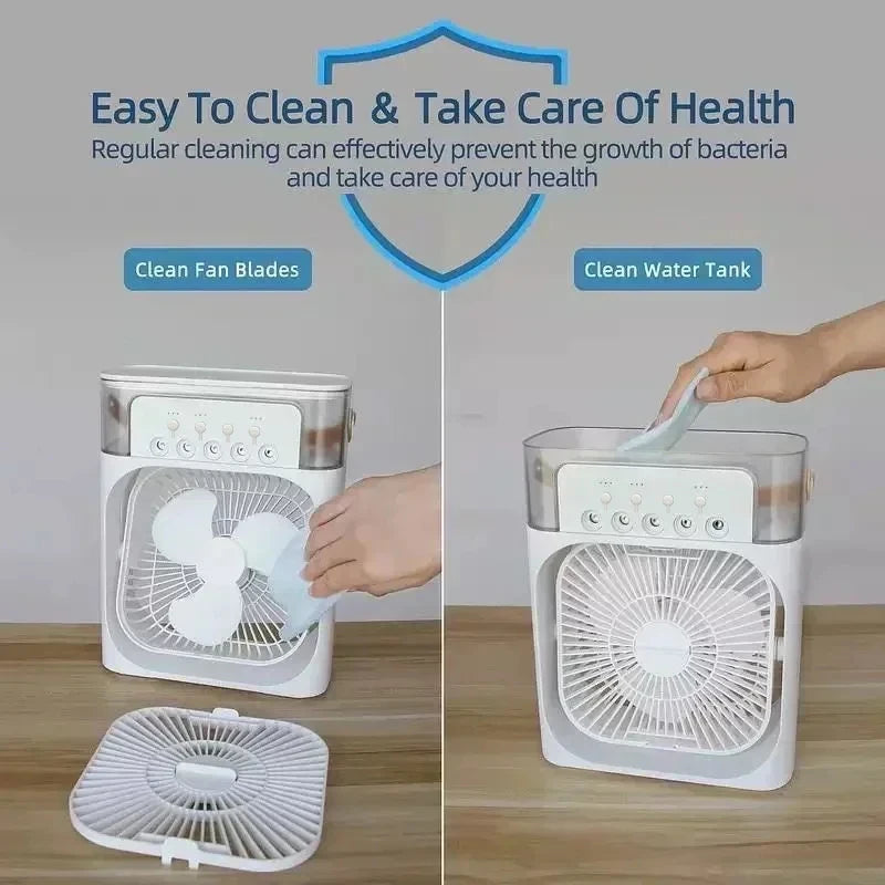 Nuevo ventilador 3 en 1, aire acondicionado, Mini enfriador de aire para el hogar, luz LED nocturna, humidificador portátil, ventilador de ajuste de aire, ventilador para oficina y hogar