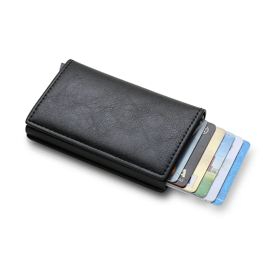 Cartera de aluminio Rfid para hombre, tarjeteros, monedero de fibra de carbono para hombre, cartera inteligente delgada de negocios, tarjetero de crédito, funda, soporte para notas