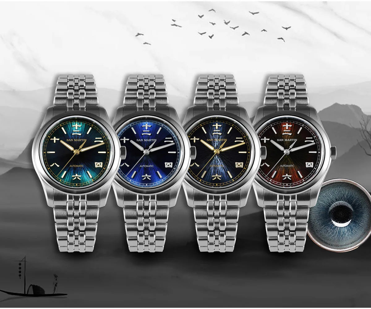 San Martin nuevo reloj Gada de 39mm estilo chino diseño Original Sunburst JianZhan Miyota 90S5 vestido de hombre mecánico automático SN0144
