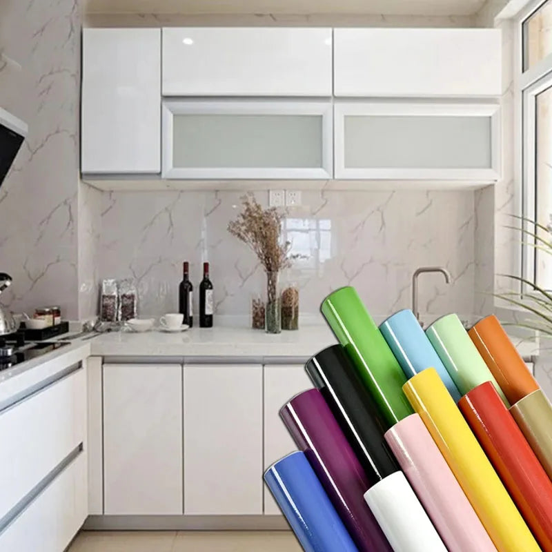 Papel Tapiz Autoadhesivo de PVC Blanco para Decoración de Muebles Antiguos, Adhesivo para Gabinetes de Cocina, Resistente a la Humedad y al Agua